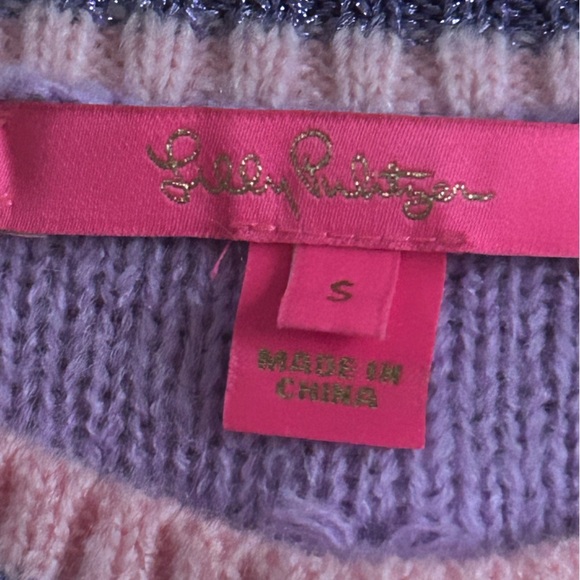 Lilly Pulitzer Lilac Pink Metallic Trim Bobble Knit Sweater Size Small - Picture 5 of 6